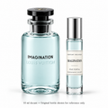 Louis Vuitton Imagination 10 ml / 0.34 fl oz decant by Perfume Orlando beside a representation of the original bottle, shown for reference only.