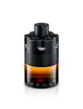 Azzaro The Most Wanted Parfum black and amber fragrance bottle, front view